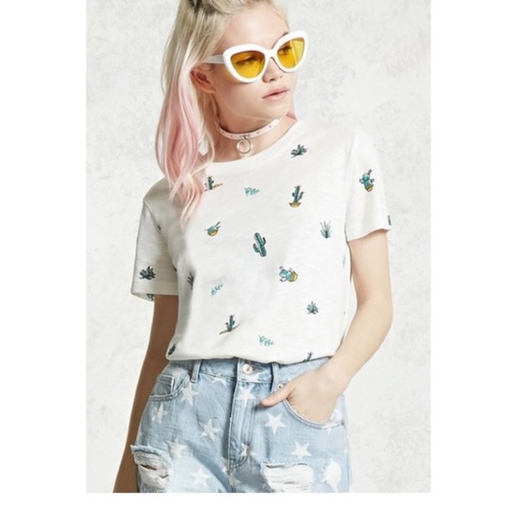 Forever 21 Cactus Print Tshirt - Picture 2 of 7